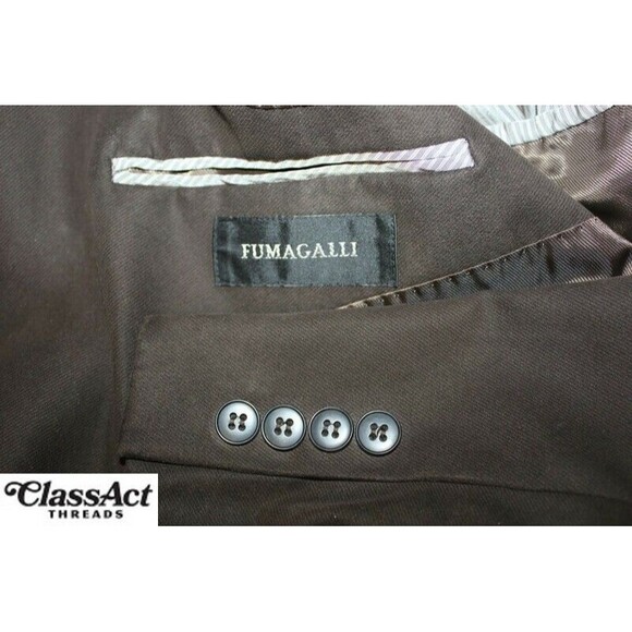 Fumagalli Men's Brown Suede Polyester 3 Button Blazer Jacket 48R - Picture 7 of 7